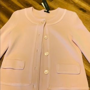 Talbots pink sweater with gold button details